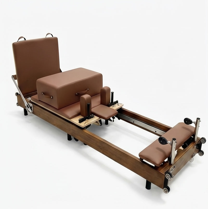 Pilates reformer en bois massif finition noyer