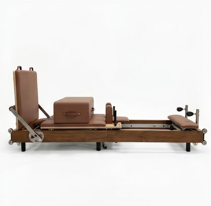 Pilates reformer en bois massif finition noyer